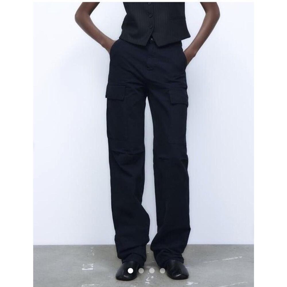 Zara Black Wide-Leg Cargo Pants